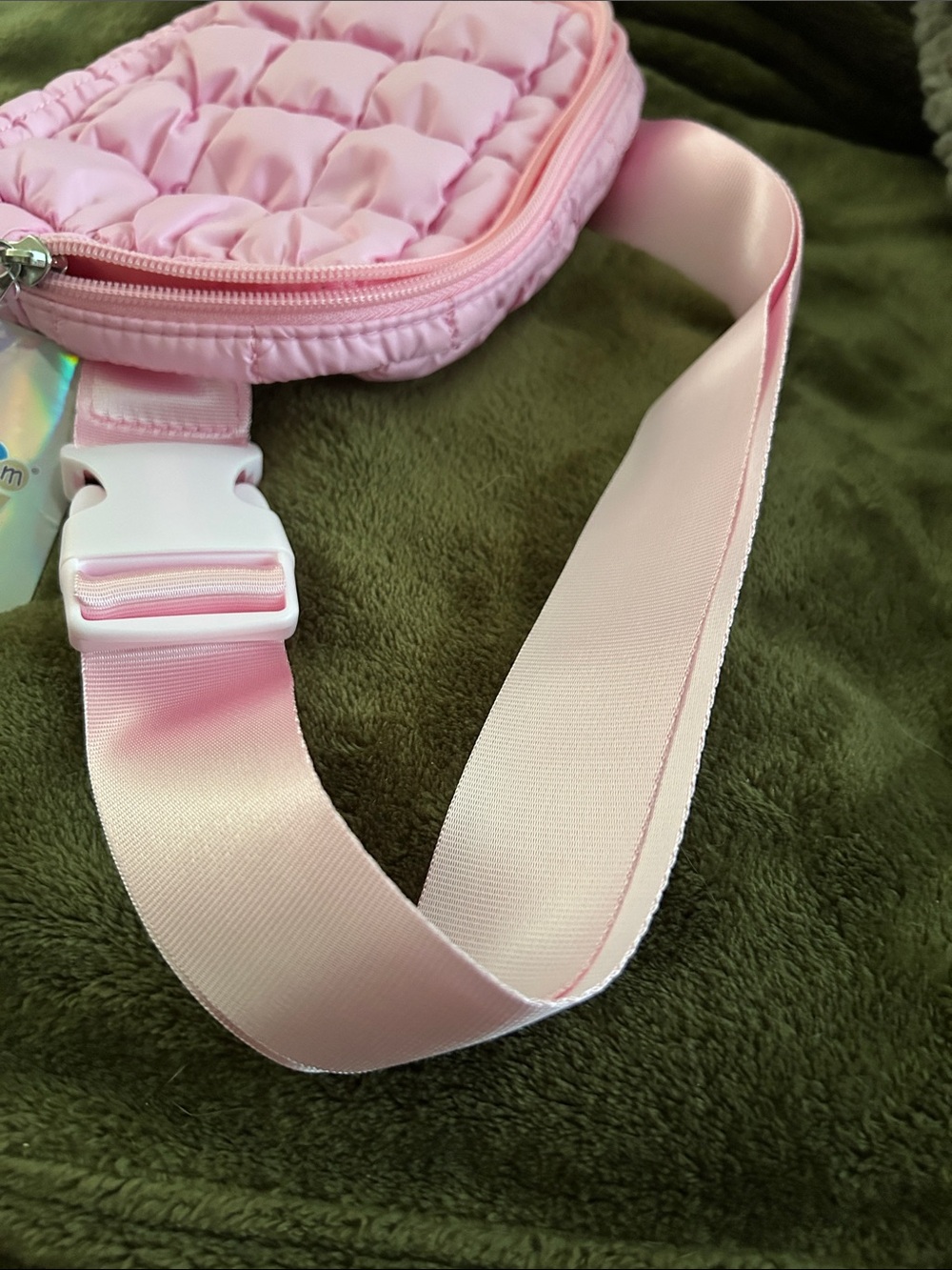 Quilted Light Pink Kids Crossbody Bag with Adjustable Satin Strap